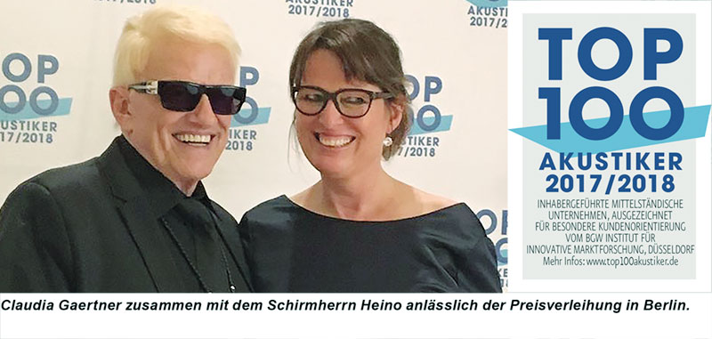 Claudia Gaertner mit Heino bei der Preisverlehung der TOP100 Akustiker in Berlin